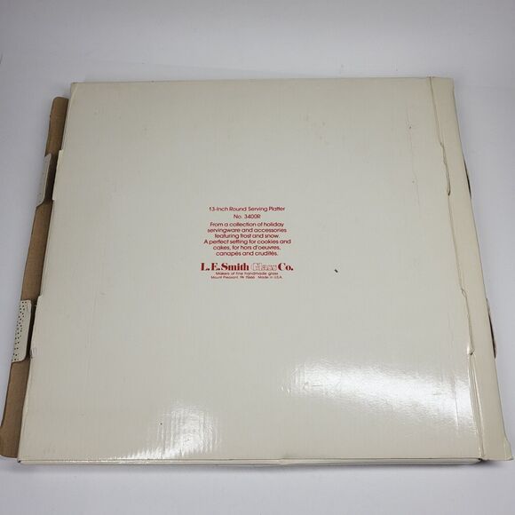 L.E. Smith Snowfall Trees Frosted Glass 13" Round Platter Christmas Serving MCM - Picture 3 of 12